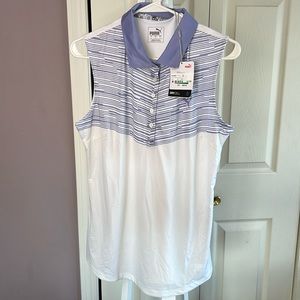 NWT Puma Golf sleeveless golf polo. Lavender/white. Size L.